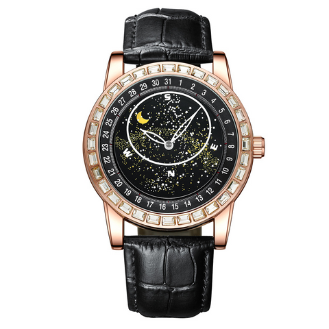 Carlophis K-1218A Men's Luminous Starry Sky Automatic Watch - Dual Display
