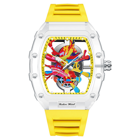 Carlophis K-2396B Vivid Transparent Tonneau Watch - Men's & Color Jelly Style