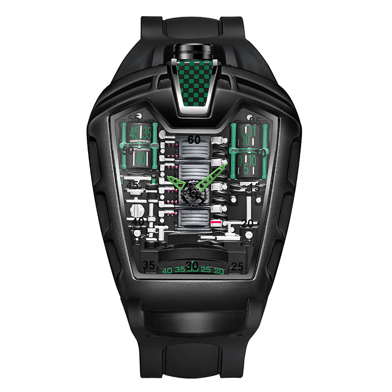 Carlophis K-724D Men's Luminous Quartz Watch - Engine-Style Dual Display