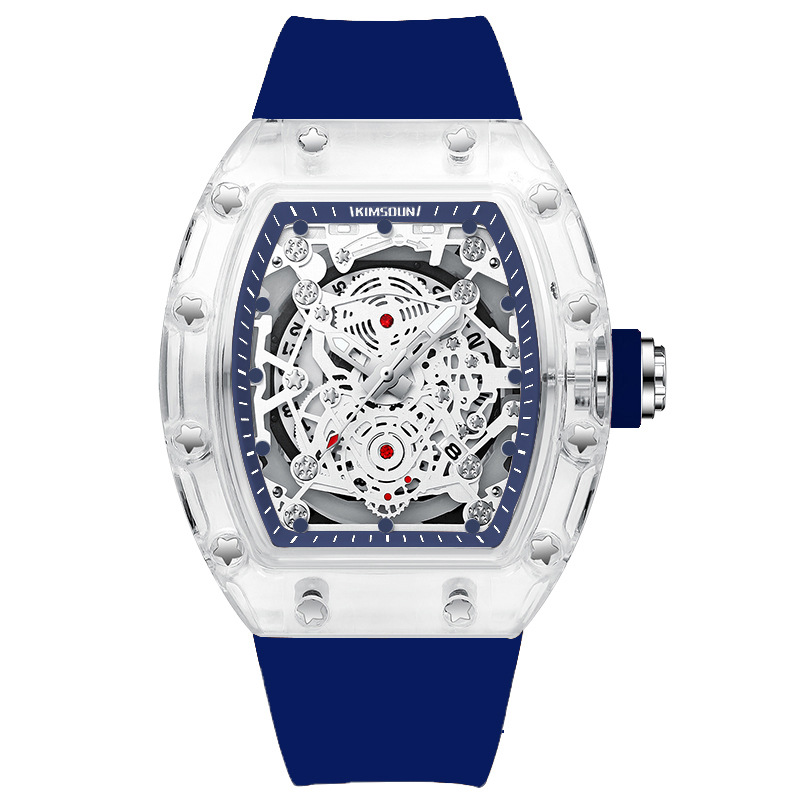 Carlophis K-2015B Luminous Men's Tonneau Quartz Watch with Silicone Strap