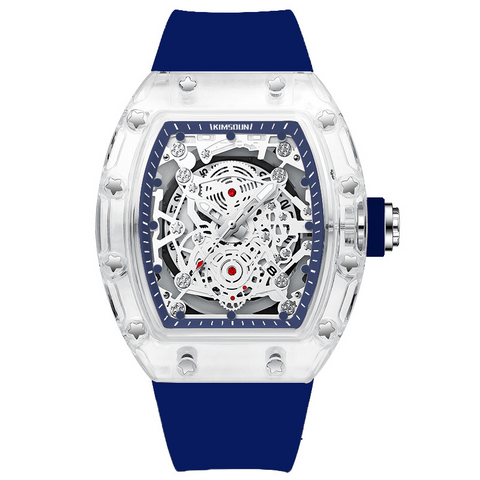 Carlophis K-2015B Luminous Men's Tonneau Quartz Watch with Silicone Strap