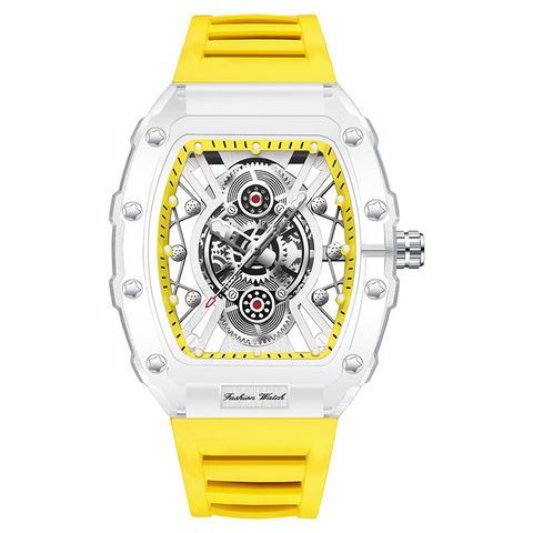 Carlophis K-2391B Ion Transparent Tonneau Watch - Men's & Monochromatic