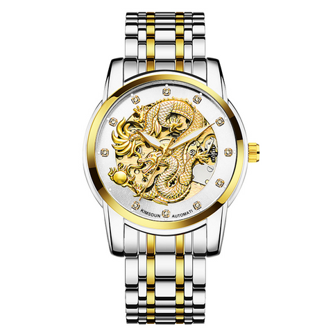 Carlophis Imperial Dragon Automatic Watch - 3D Engraved Dual-Display