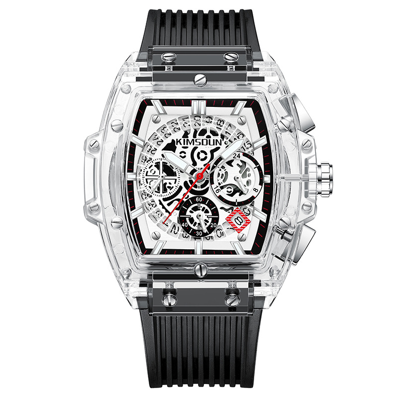 Carlophis K-2150B Shade Translucent Tonneau Watch - Men's & Frosted Dial