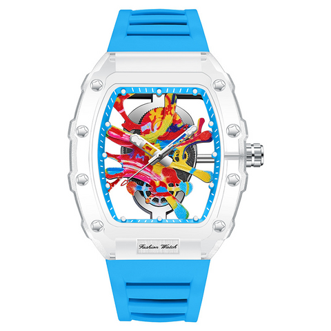 Carlophis K-2396B Vivid Transparent Tonneau Watch - Men's & Color Jelly Style