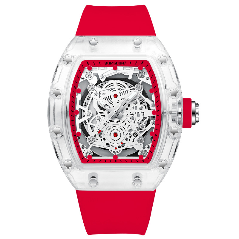 Carlophis K-2015B Luminous Men's Tonneau Quartz Watch with Silicone Strap