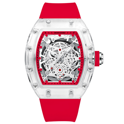 Carlophis K-2015B Luminous Men's Tonneau Quartz Watch with Silicone Strap