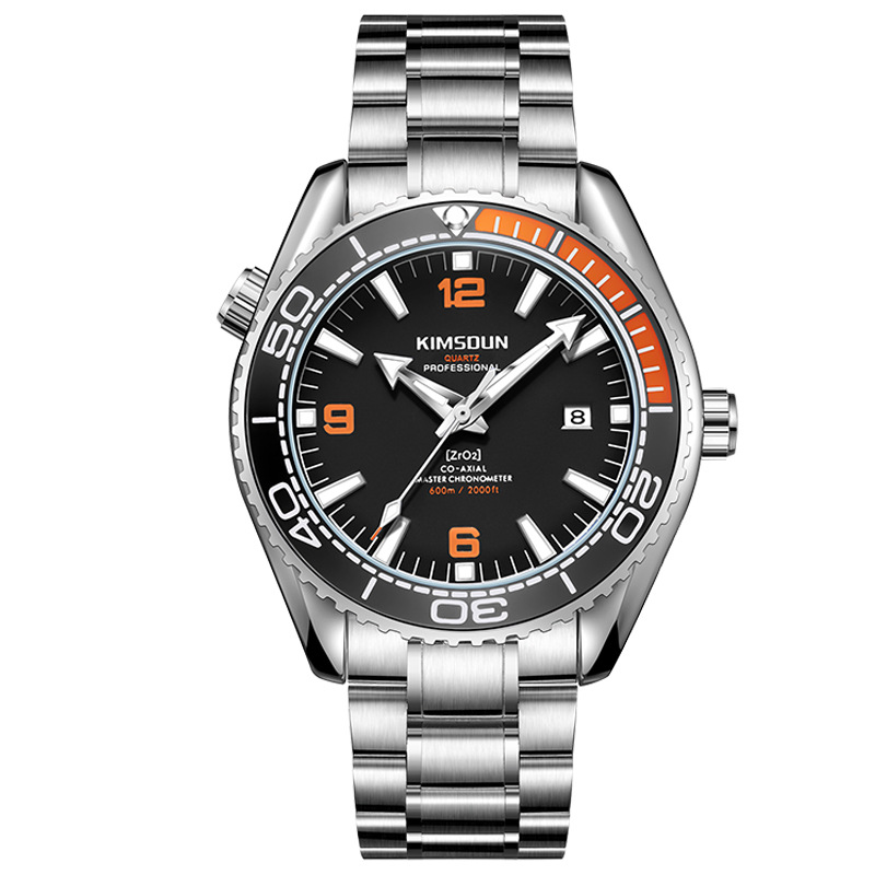 Carlophis Breaker Diver-Style Quartz Watch - Men's & Orange Bezel