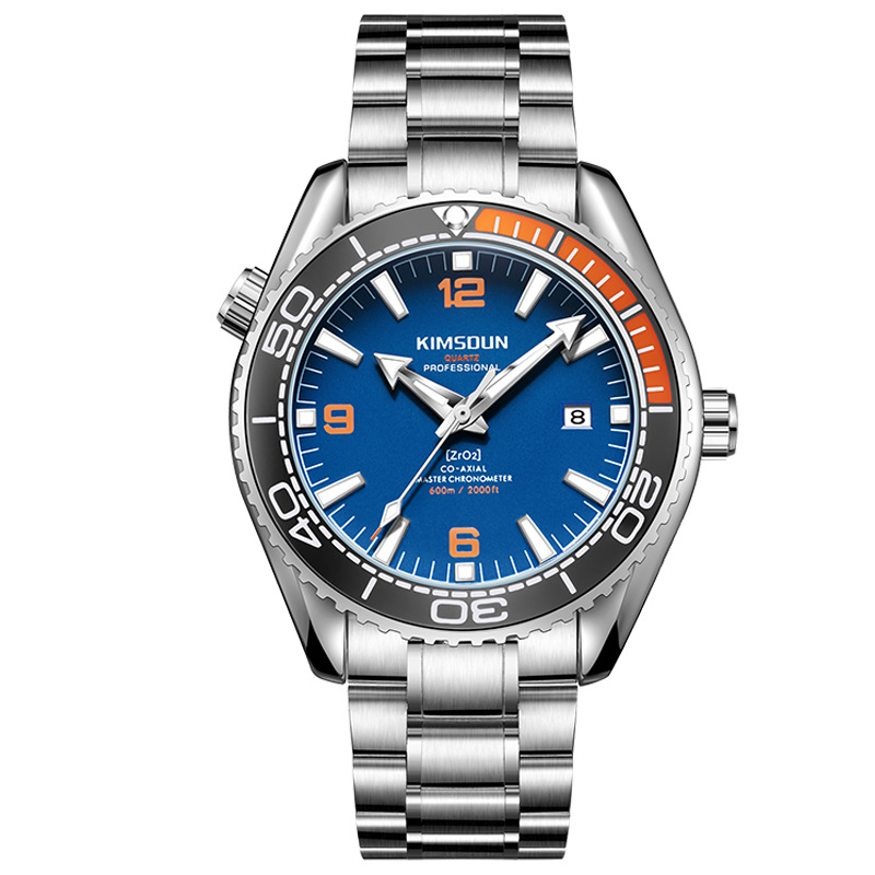 Carlophis Breaker Diver-Style Quartz Watch - Men's & Orange Bezel