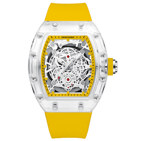 Carlophis K-2015B Luminous Men's Tonneau Quartz Watch with Silicone Strap