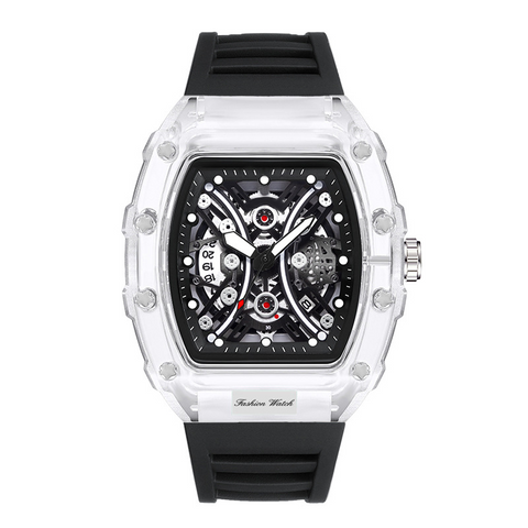 Carlophis K-2017B Vanguard Transparent Tonneau Watch - Men's & Artistic Dial