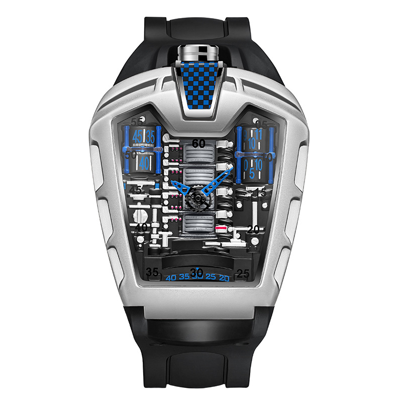 Carlophis K-724D Men's Luminous Quartz Watch - Engine-Style Dual Display