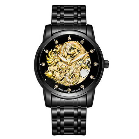 Carlophis Imperial Dragon Automatic Watch - 3D Engraved Dual-Display