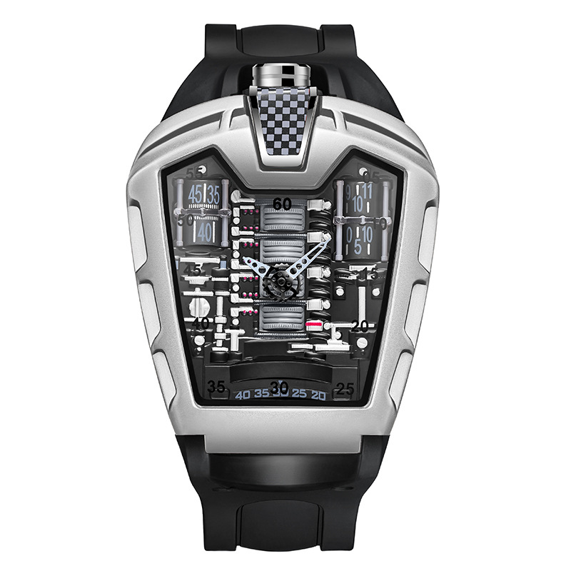 Carlophis K-724D Men's Luminous Quartz Watch - Engine-Style Dual Display