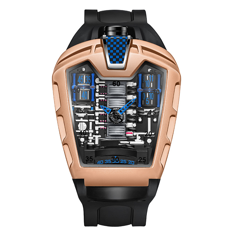 Carlophis K-724D Men's Luminous Quartz Watch - Engine-Style Dual Display