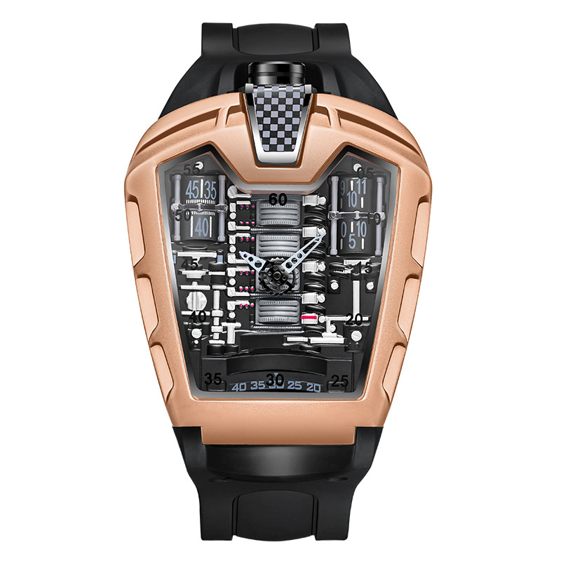 Carlophis K-724D Men's Luminous Quartz Watch - Engine-Style Dual Display